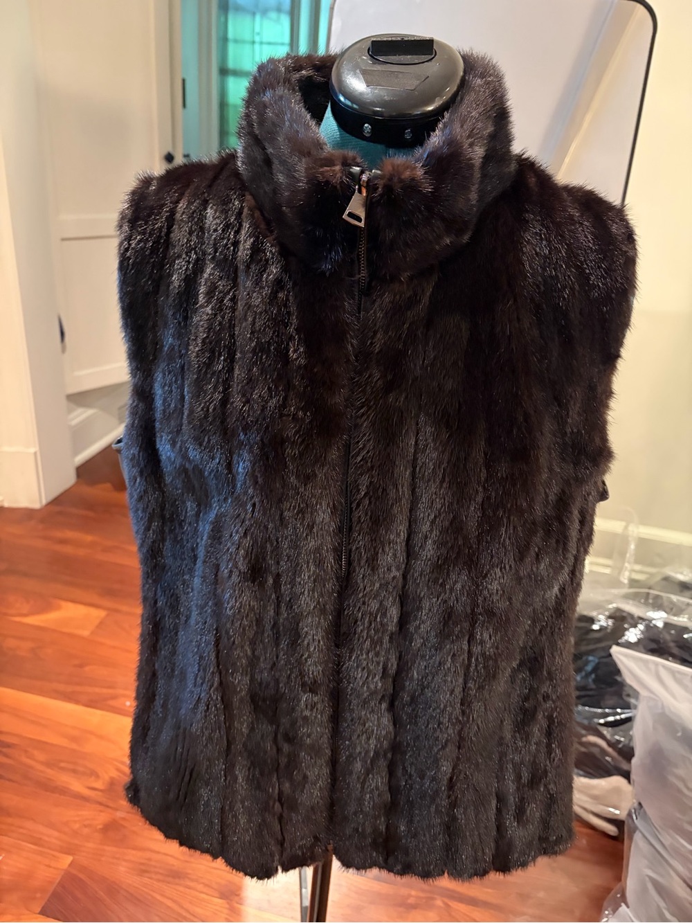 Real Black Mink Fur Vest